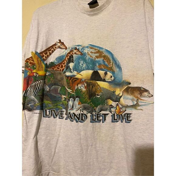Animal Tee X Vintage Live and Let Live Wildlife Animals Earth shirt Habitat XCIl - Picture 4 of 15